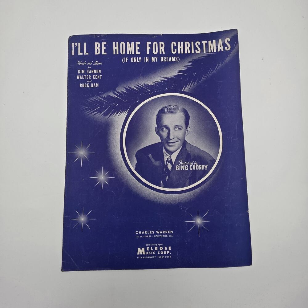 1943 Original Bing Crosby I'll Be Home for Christmas Sheet Music Vintage
